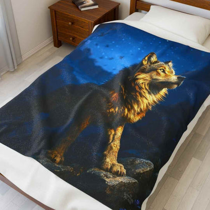 Wolf - Themed Velveteen Plush Cozy Blanket - Winsome Realms