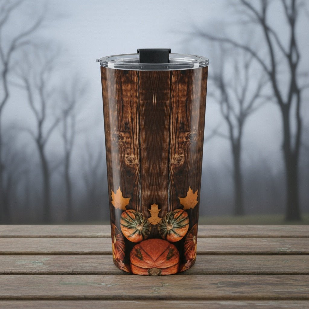 Wood Fence and Pumpkins 20oz Insulated Tumbler | Winsome Realms - Winsome Realms