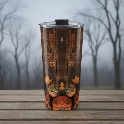 Wood Fence and Pumpkins 20oz Insulated Tumbler | Winsome Realms - Winsome Realms