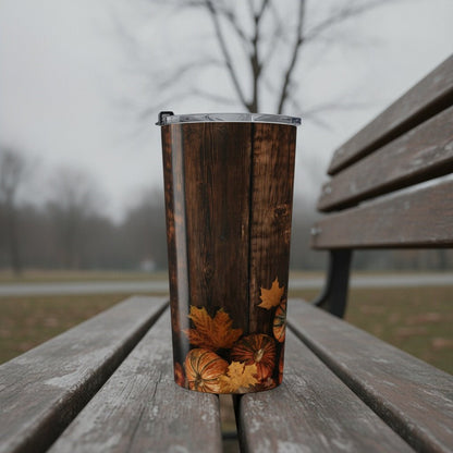 Wood Fence and Pumpkins 20oz Insulated Tumbler | Winsome Realms - Winsome Realms